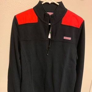 Vineyard Vines Black and Red Zip Up Sweater